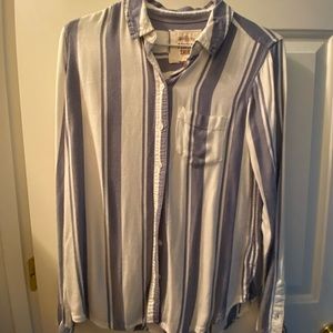 Blue & White Striped Button Up